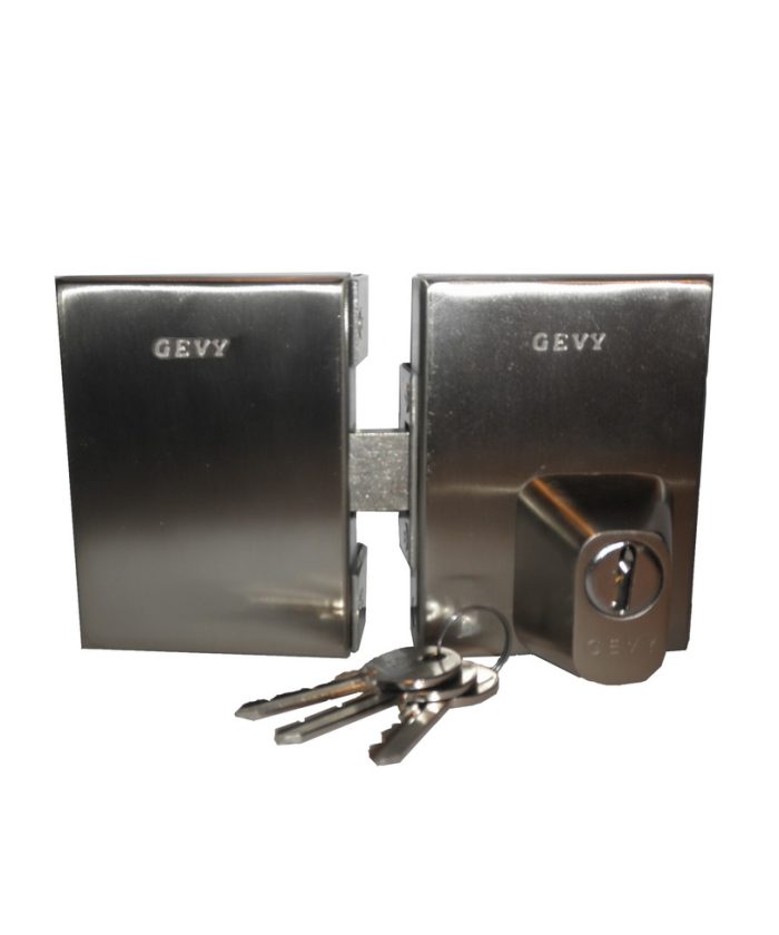 Gevy Κλειδαριά Τζαμόπορτας Extra Inox Mat με Απλό Κύλινδρο και Defender 118.058.017