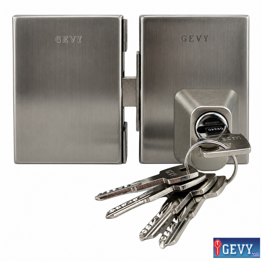 Κλειδαριά τζαμόπορτας GEVY 118.058.017 με κύλινδρο, προστατευτικό Defender και φινίρισμα Extra INOX ματ