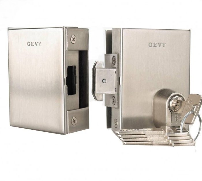 Gevy Κλειδαριά Τζαμόπορτας Extra Inox Mat με Γάντζους με Απλό Κύλινδρο και Προστατευτικό 119.067.027