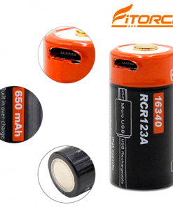 FITORCH RC650 16340-650mAH ΜΠΑΤΑΡΙΑ ΛΙΘΙΟΥ ΜΕ USB FITORCH