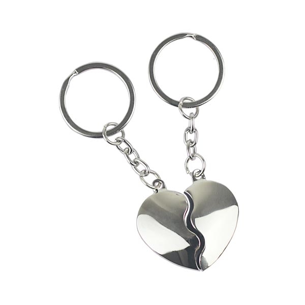 2 Μπρελόκ με Μεταλλική Καρδιά - Ασημί
