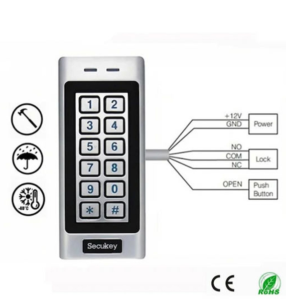 Secukey Αυτόνομο Stand Alone Access Control για Πρόσβαση με Κάρτα και Κωδικό - K4-EM
